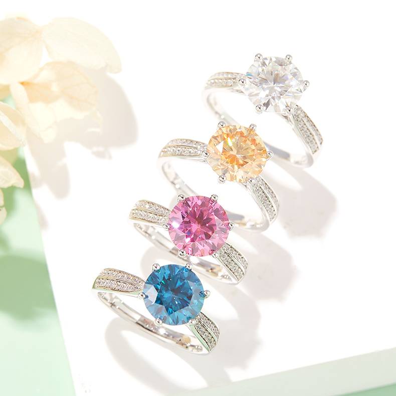 星光皇后S925银镀白金MoissaniteWomen's Ring3.0ctD级